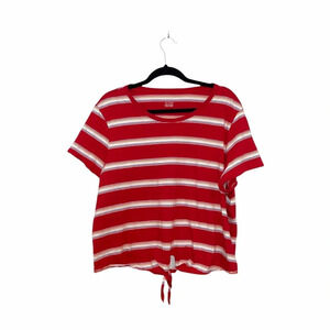 American Eagle NWOT 100% Cotton Red Striped Tie Front Top XXlarge Women’s